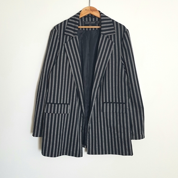 Covent Garden Black and White Striped Open Blazer - Picture 1 of 4